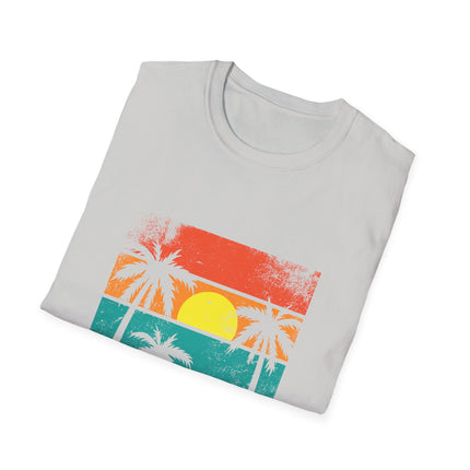 Retro Sunset Palm Tree T-Shirt, Beach Wear - AlluNeedt