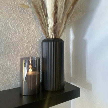 Striped Ceramic-Like Plastic Vase for Flowers - AlluNeedt