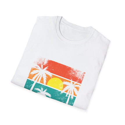 Retro Sunset Palm Tree T-Shirt, Beach Wear - AlluNeedt