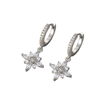 Diamond studded octagonal star ear clasp