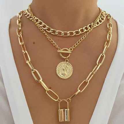 Alloy jewelry portrait layered necklace