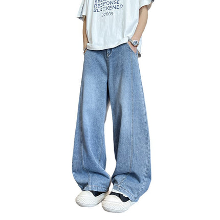 Streetwear Men's Loose Wide Leg Washed Straight Jeans