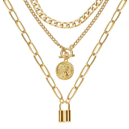 Alloy jewelry portrait layered necklace