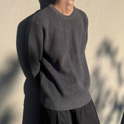 Majia Four-Corner Knitwear Crewneck Pullover Loose Sweater