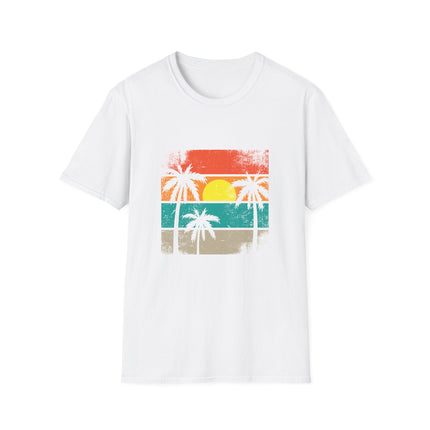 Retro Sunset Palm Tree T-Shirt, Beach Wear - AlluNeedt