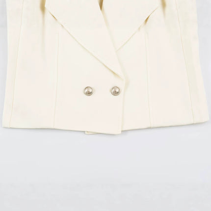 Casual double breasted double row two button suit jacket for women