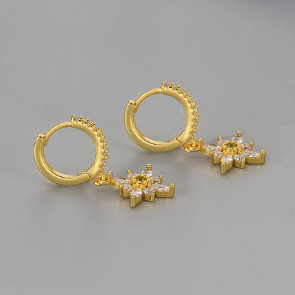 Diamond studded octagonal star ear clasp