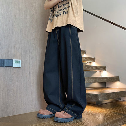 Streetwear Men's Loose Wide Leg Washed Straight Jeans