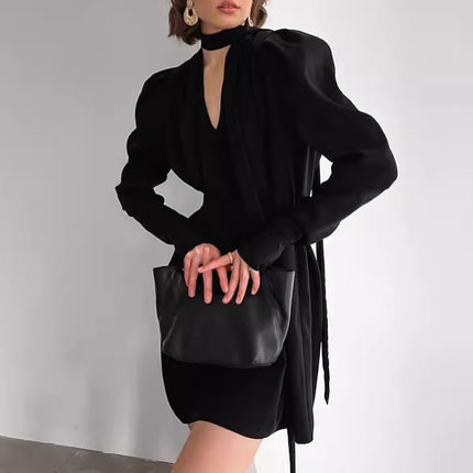 lace up waist cinching dress