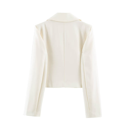 Casual double breasted double row two button suit jacket for women