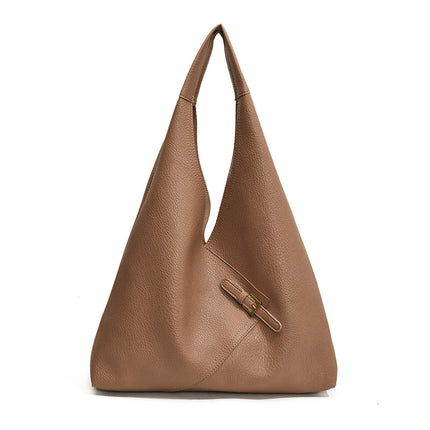 Solid color soft leather underarm bag
