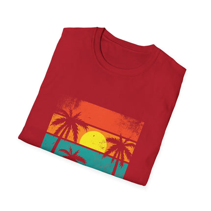 Retro Sunset Palm Tree T-Shirt, Beach Wear - AlluNeedt
