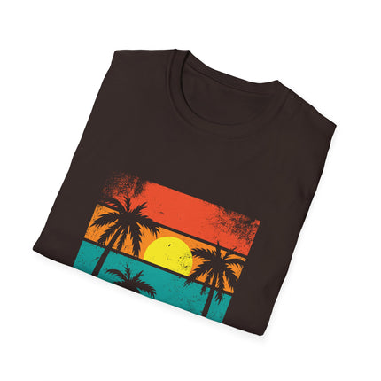 Retro Sunset Palm Tree T-Shirt, Beach Wear - AlluNeedt