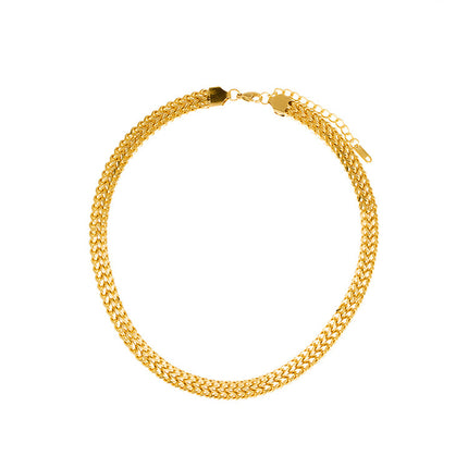 Flat Metal Texture Collar Necklace