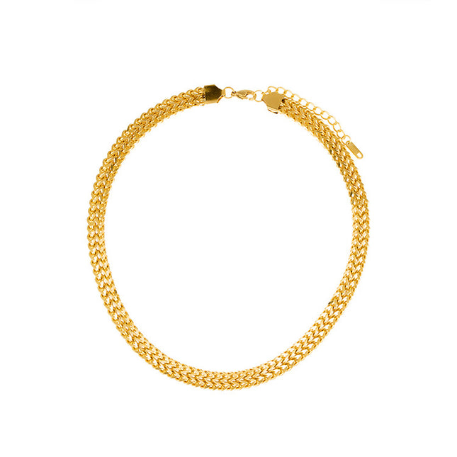 Flat Metal Texture Collar Necklace