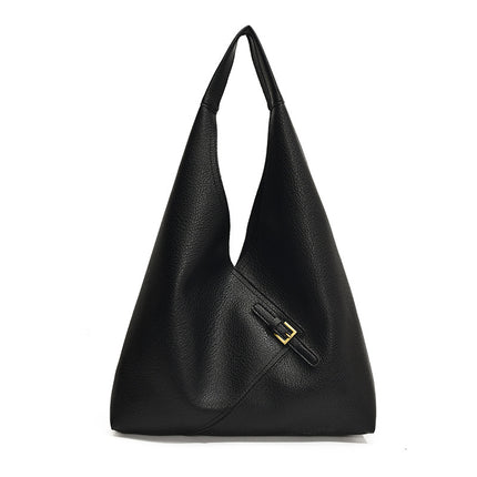 Solid color soft leather underarm bag