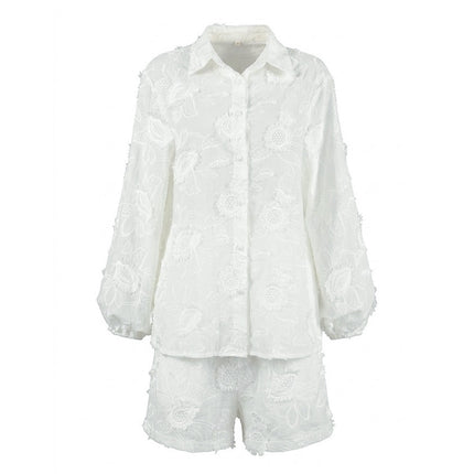 Embroidered shirt shorts set