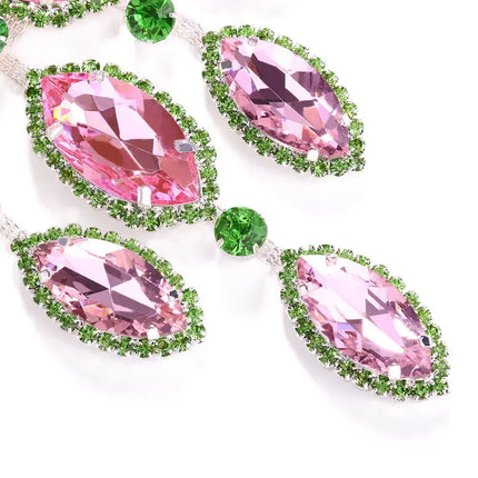 Pink and Green Rhinestone Necklace