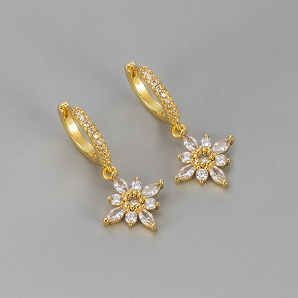 Diamond studded octagonal star ear clasp