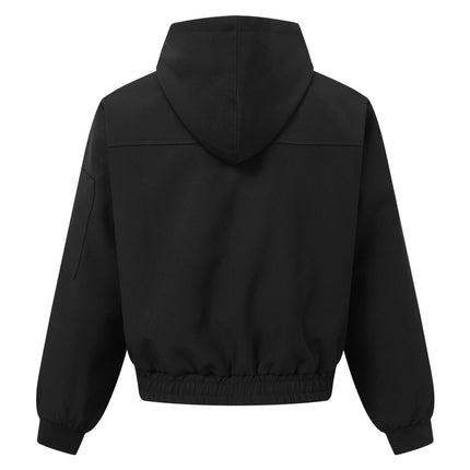 Techwear Utility Zipper Sleeve Metal Buckle Closure Hooded Loose Fit Unisex Windbreaker Jacket