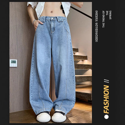 Streetwear Men's Loose Wide Leg Washed Straight Jeans