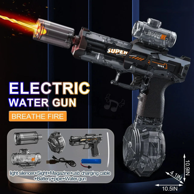 Electric Water Gun With light Sprays Flame Effect Continuously High-pressure High-speed Powerful Outdoor Water Gun Toys For Kid