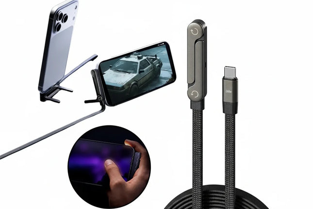 240W Fast Charging Foldable iPhone Holder Data Cable